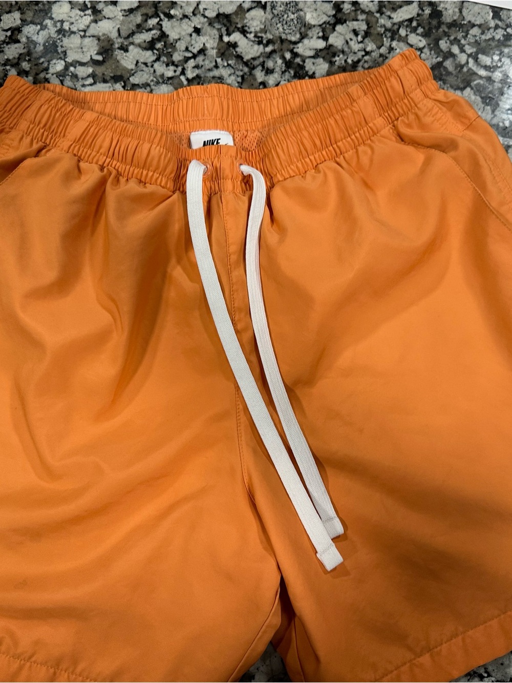 Nike Bright Orange Mesh Training Shorts with Drawstring Mens med